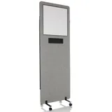 HJH Office Mobile Trenndwand FLEXMIUT WB mit integriertem Whiteboard und Stiftablage, inkl. Rollen und Bodengleiter, Grau, 891012