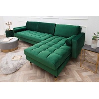 Ecksofa 260cm Ottomane beidseitig COMFORT grün Samt Federkern Design Lounge