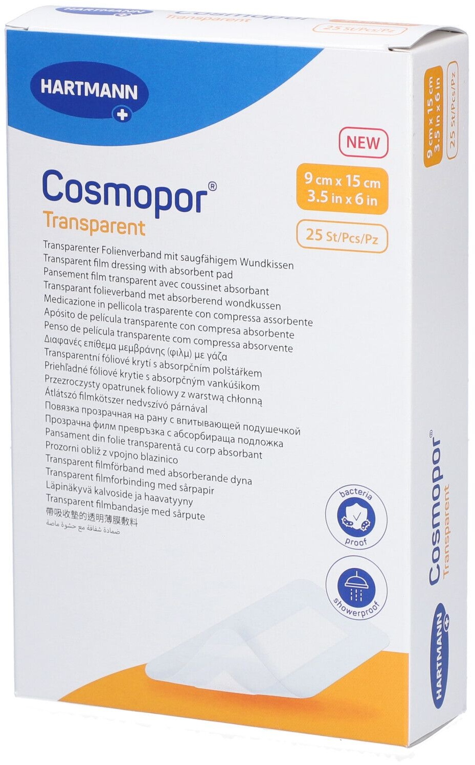Hartmann Cosmopor® Transparent Transparenter Verband mit Kompresse 9 x 15 cm