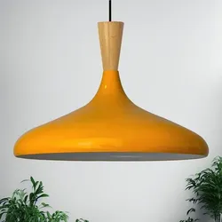 Bamyum Champion aus Holz Metall E27 Moderne Gelb Pendelleuchte