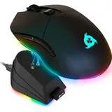 Klim Blaze Pro kabellose Maus - NEU - Gaming Maus mit RGB und Ladestation - Hochpräziser Sensor und langlebiger Akku - Bis zu 6000 DPI - Kabel- und Wireless Mouse für PC