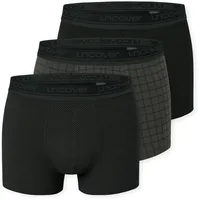 SCHIESSER Uncover Cotton Boxershorts Schwarz/Silber S 3er Pack