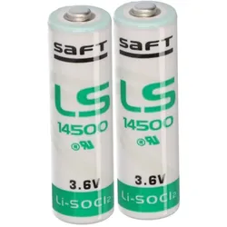 2x Saft Lithium 3,6V Batterie LS14500 AA - Zelle