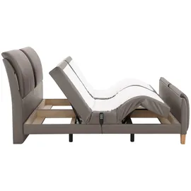 Home Affaire Boxspringbett HOME AFFAIRE "Messina2", grau (elephant), B:186cm L:240cm, Holzwerkstoff, Kunstleder, Massivholz, Komplettbetten, Boxspringbett, Liegekomfort elektrisch Verstellbar