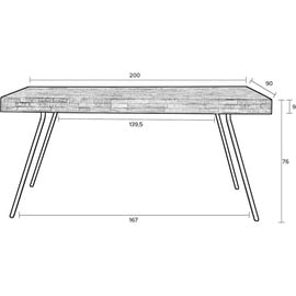 White Label SURI 200 x 90 cm Platte recycled Teak - Braun