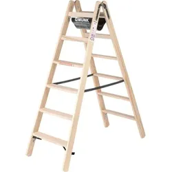 Stufen-Stehleiter Holz, beidseitig begehbar, 2x6 Stufen