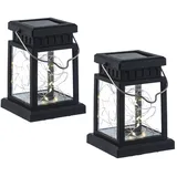 MARELIDA LED Solar Mini Laternen - 20 warmweiße LED - Dämmerungssensor - H: 12,5cm - schw...