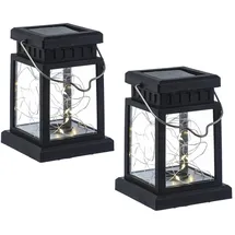 MARELIDA LED Solar Mini Laternen - 20 warmweiße LED - Dämmerungssensor - H: 12,5cm - schw...