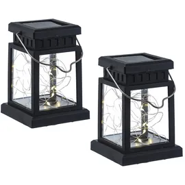 MARELIDA LED Solar Mini Laternen - 20 warmweiße LED - Dämmerungssensor - H: 12,5cm - schw...