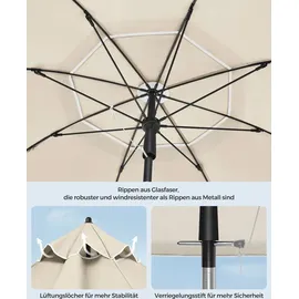 Songmics Sonnenschirm Ø 200 cm Beige