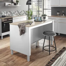 BASIC by Balculina Unterschrank Kücheninsel Bilberry 138 x 90 x 75 cm Weiß