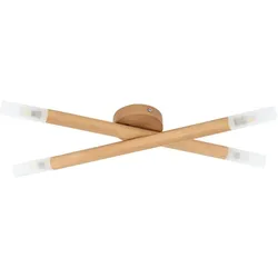 Licht-Erlebnisse Deckenleuchte COLE 4x G9 bis 8W Kiefer Weiß Holz Metall Glas | LE107680