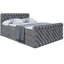 altdecor Boxspringbett BOXI8-Z KING - 160x200 - H3/H4 - Dunkelgrau