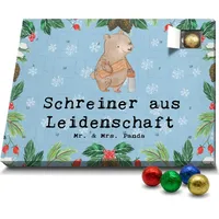 Mr. & Mrs. Panda Schoko Adventskalender Schreiner Leidenschaft - Blau Pastell - Geschenk, Beruf, Schokoladen Adventskalender, Firma, Mitarbeiter, K... - Blau