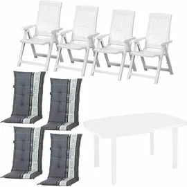 PROGARDEN Tampa/Faro Garten-Essgruppe 85 x 109 x 111 cm weiß 4 St.