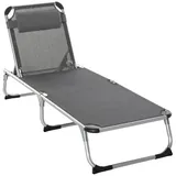 Sonnenliege Gartenliege Alu Stoffliege Relaxliege 5-fach Verstellbar Faltbar Ergonomisch Netzstoff Grau 170 X 60 X 76 Cm