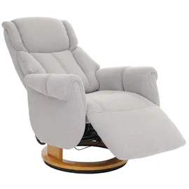 MCA Furniture MCA Relaxsessel + Aufstehhilfe HWC-N58, Fernsehsessel Sessel Fußstütze Bouclé Stoff Holz grau, Holz Natur