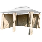 Lex 6er Seitenteile Set Pavillon 4x3m Gartenpavillon Seitenwand Sichtschutz robust taupe : Taupe