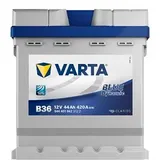 Varta Blue Dynamic 12V 44Ah 420A Autobatterie Starterbatterie für Aixam, BMW Chevrolet, CITROËN FIAT Ford, Lancia, Ligie