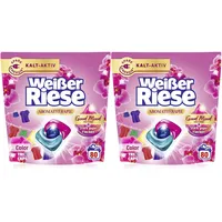 Weißer Riese Color Trio-Caps Aromatherapie Orchidee 2x 80 WL (160 Waschladungen), Color Waschmittel mit Good Mood-Duft für unwiderstehlich duftende & strahlend saubere Wäsche, 100% recycelbar