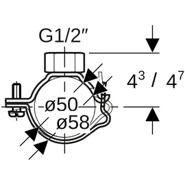 Geberit Rohrschelle DN 50 mit Gewindemuffe G 1/2 verstellbar verzinkt