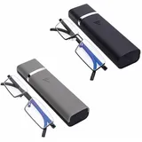 YSJJZRL 2 Pack Lesebrille Halbrahmen Blaulichtblockierende Lesebrille Leichte TR90 Materialrahmen Lesebrille für Männer Frauen(Schwarz und Grau)+2.50