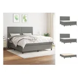 vidaXL Boxspringbett mit Matratze Dunkelgrau 180x200 cm Stoff