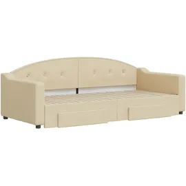 vidaXL Tagesbett Ausziehbar mit Schubladen Creme 90x200 cm Stoff