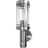 Grafner Edelstahl Wandlampe silber, Bewegungsmelder, IP44, E27 Fassung, ideal für smarte LED-Leuchtmittel, Klarlack-Beschichtung, Wandleuchte Wand...