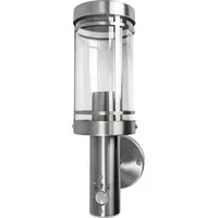 Grafner Edelstahl Wandlampe silber, Bewegungsmelder, IP44, E27 Fassung, ideal für smarte LED-Leuchtmittel, Klarlack-Beschichtung, Wandleuchte Wand...