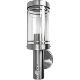 Grafner Edelstahl Wandlampe silber, Bewegungsmelder, IP44, E27 Fassung, ideal für smarte LED-Leuchtmittel, Klarlack-Beschichtung, Wandleuchte Wand...