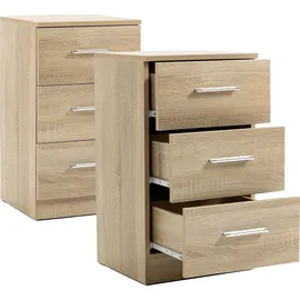 Thanaddo 2er Set Nachttisch Nachttisch Nachtschrank Schrank mit 3 Schubladen