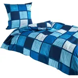 Traumschlaf Verso kariert Blau 200 x 220 cm + 2 x 80 x 80 cm