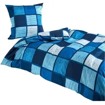 Traumschlaf Verso kariert Blau 200 x 220 cm + 2 x 80 x 80 cm