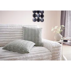 Kissenhülle "Trisha", grau, B:50cm L:50cm, Baumwolle, Baumwolle, LEGER HOME BY LENA GERCKE, Kissenbezüge, Modernes Strickmuster aus Baumwolle, 50x50, ohne Füllung, Zopfmuster