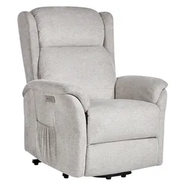 Beliani Fernsehsessel ELEGY Polyester 72 x 86 x 80 cm Hellgrau elektrisch mit Fußstütze
