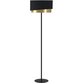 EGLO Stehlampe Manderline, edle Wohnzimmer Lampe, Standleuchte aus Metall mit Textil- und gold foliertem Lampenschirm, Stehleuchte mit Schalter, E27 Fassung