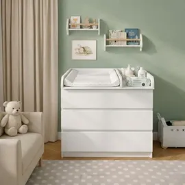 comfortcove Wickelaufsatz Wickeltisch Kommode Weiß Matratze 50 cm mit Ablage 80x70 Universal für MALM HEMNES Baby Wickelkommode - Weiß