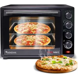 Z-Line TurboTronic Minibackofen mit Umluft und Drehspieß 35 Liter, Schwarz, inkl. 2x Backblech, 1600W Mini Backofen Camping Pizzaofen Klein/Groß