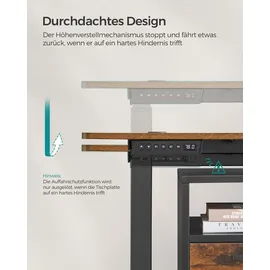 Songmics elektrisch höhenverstellbarer Schreibtisch braun rechteckig, C-Fuß-Gestell schwarz 120,0 x 60,0 cm