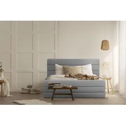 Polsterbett OTTO PRODUCTS "Merrit", grau (hellgrau), B:153cm H:124cm L:214cm, Struktur (70% recyceltes Polyester, 30% Polyester), Betten, Polsterbett Polsterbett ohne Bettkasten, Quernaht im Kopf- und Fußteil, in 5 Breiten, auch in 220 cm Länge