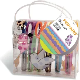 Fiskars KidzorsTM Kinder-Dekorscheren inkl. Tasche, 13 cm, Rechts- und Linkshänder, ab 4 Jahren, 6er Set