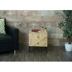 Mendler Nachttisch HWC-L95, Kommode Beistelltisch Nachtschrank Schrank, Schublade Mango-Holz 51x45x40cm, natur