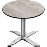 CPTG | Bistro Tisch | Ø:H 60 x 76 cm | Eiche-Weiß / Aluminium | Zusatzgewicht