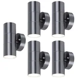 ETC Shop 5er Set Außen Leuchten Edelstahl UP DOWN Wand Strahler Glas für - Silber