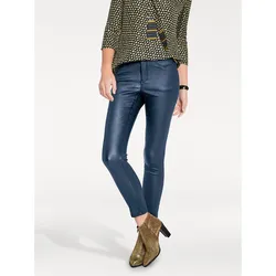 Röhrenhose HEINE, Damen, Gr. 48, Normalgrößen, blau (marine), 76% Viskose, 21% Polyamid, 3% Elasthan, Miedereinsatz:15% Elasthan, 85% Polyamid, unifarben, lang, Hosen