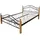 Homestyle4u Metallbett 180 x 200 Mit Lattenrost, Bettgestell Metall, Pfosten Holz Natur