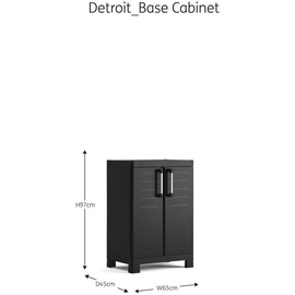 KETER Detroit, niedrig Kunststoffschrank, Kunststoff, schwarz, 65 x 45 x 97 cm