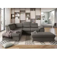 sit&more Ecksofa Cabrio L-Form, B: 274 cm, mit Sitztiefen-, Arm- & Kopfteilverstellung, 3 Nierenkissen, Federkern, optional Bettfunktion und Stauraum braun
