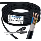 EBROM Starkstromkabel NYY-J 3x10 mm2 - Erdkabel - Meterware Auswahl in 5-meternachen Schritten, ab 5 Metern